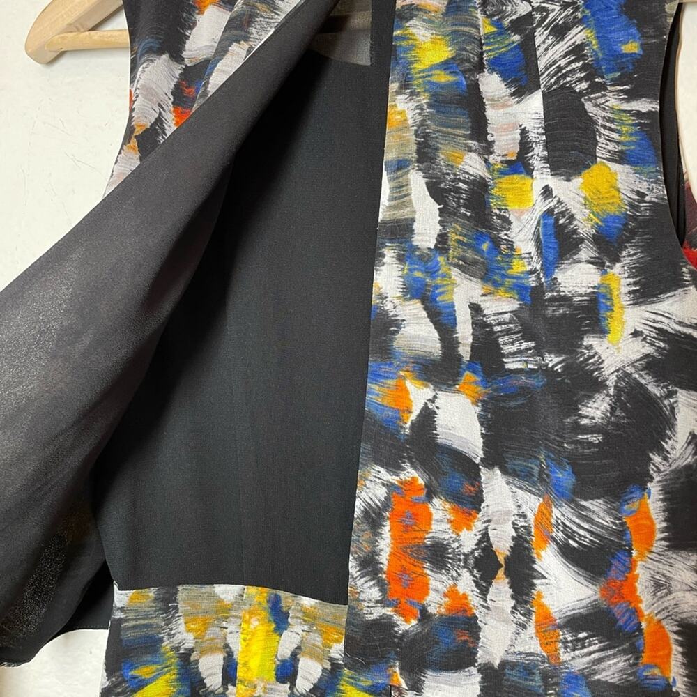 1.state Abstract Print Dress Sleeveless Pockets Medium Split Back Black - Picture 4 of 6